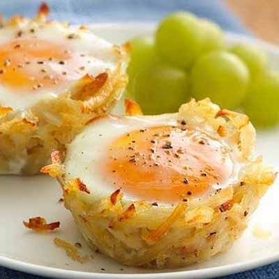 Egg Topped Hash Brown Nests
