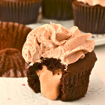 Mocha Caramel Cream Cupcakes