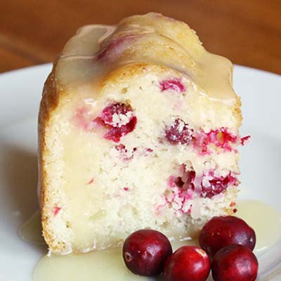 Fresh Cranberry Cake with Hot Butter Sauce