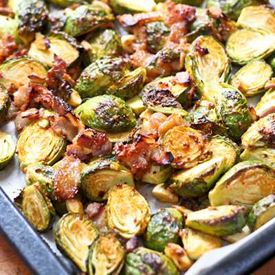 Oven Roasted Brussels Sprouts with Smokey Bacon
