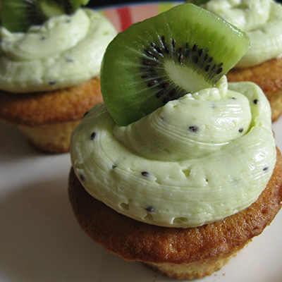 Kiwi Vanilla Cupcakes with Kiwi Buttercream Frosting