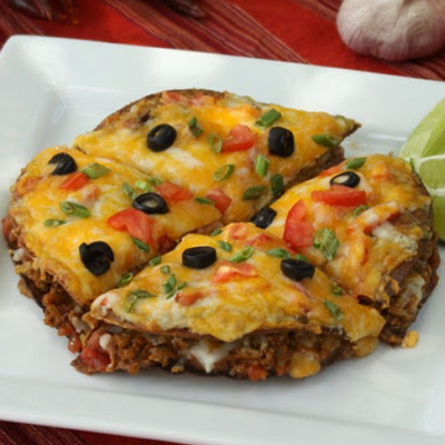 Skinny Mexican Pizza - one of my teens' favorites.. no one will guess its turkey!