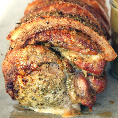 Rosemary roasted pork with Maple apple sauce.