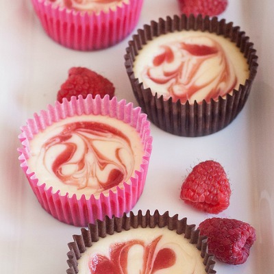Raspberry Swirl Mini Cheesecakes