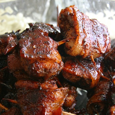 Sweet and Spicy Chicken Bites. This disappears at a pool party or football game really quick!