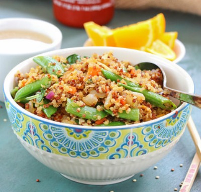 Asian Fried Quinoa... Beyond amazing!! One of the best quinoa dishes I've ever tasted.