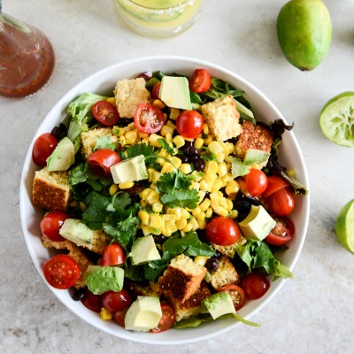 Black Bean + Cornbread Panzanella Salad. Fabulous + healthy.