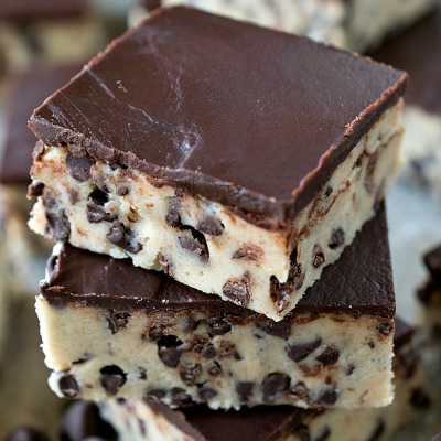 Chocolate Chip Cookie Dough Bars - Simple to make, egg-free and incredibly decadent! Kids and adults will love this recipe! 