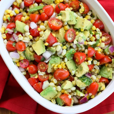 Corn, Avocado, and Tomato Salad. A delicious salad that is tip-top healthy. If you like avocado, then you must try.